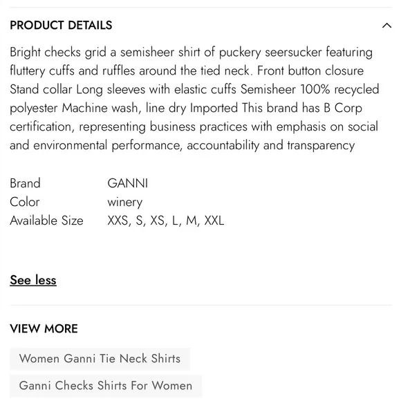 Ganni Red & Black Check Seersucker Tie Neck Shirt ♥️ - Picture 7 of 15